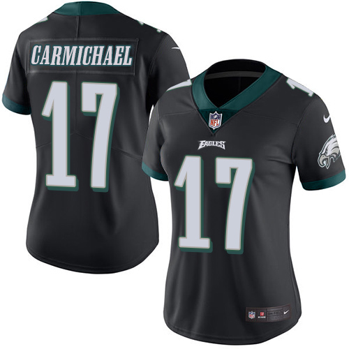 Women's Limited Harold Carmichael Nike Jersey Black - #17 Rush NFL Philadelphia Eagles